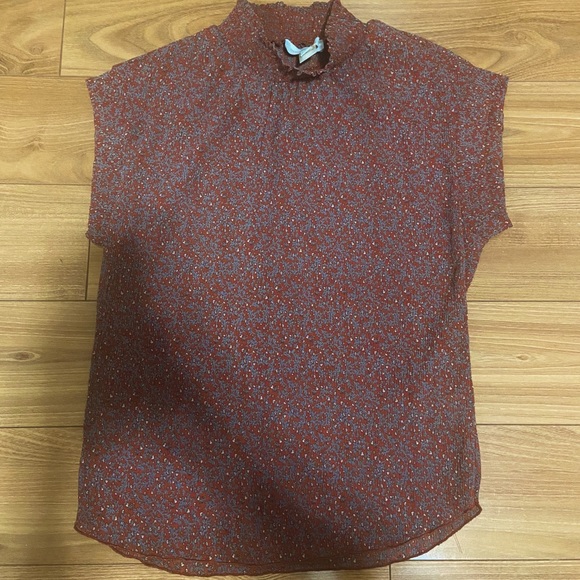 Monteau Mock Neck Sheer Floral Blouse - Picture 3 of 5